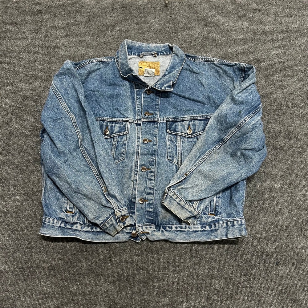 Bugle Boy Denim Jacket Mens XL Blue Vintage Trucker Cotton Relaxed Fit Style
